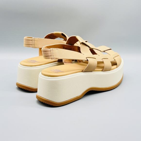 Sorel Sandals Womens 9.5 Beige Leather Dayspring Slingback Platform Wedge NEW - Picture 7 of 12